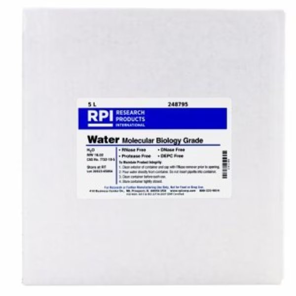 Water, Molecular Biology Grade, DNase and RNase Free, 5L, Rpi, Mfr#: 248795